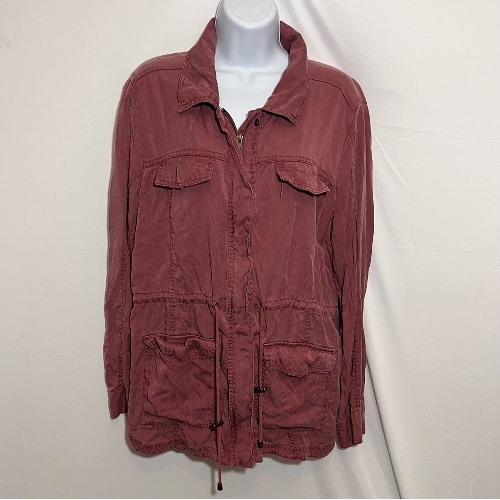 Lightweight Full Zip Jacket Burgundy Large